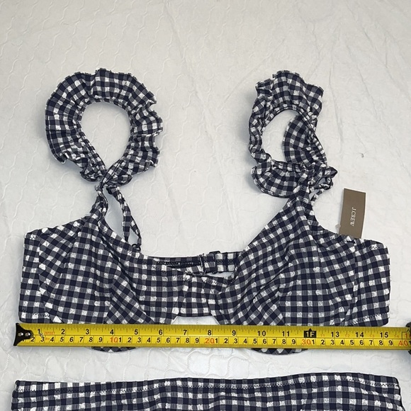 J Crew ruffle underwire bikini top and hipster bottom in Classic Navy Gingham - Picture 5 of 9